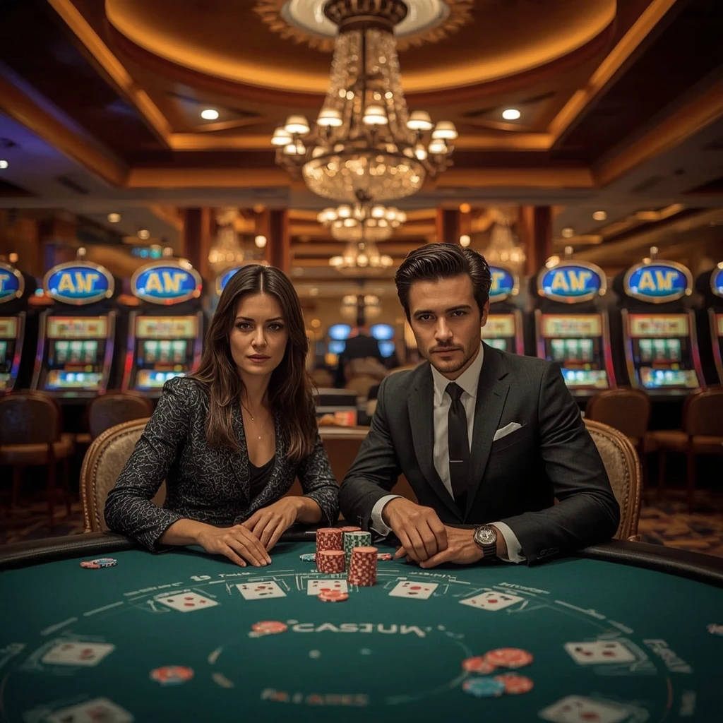 Two poker players at an AKKHA CASINO in India